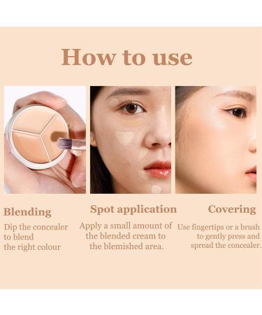 Full Coverage Cream Concealer Palette - 3 Color Makeup Contour Stick for Face Brightening & Shading - Buy Online on GoSupps.com