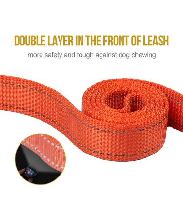 OneTigris Double Dog Leash with Reflective Stripes - 182cm Orange | Durable & Adjustable for Safe Walks - Buy Online on GoSupps.com