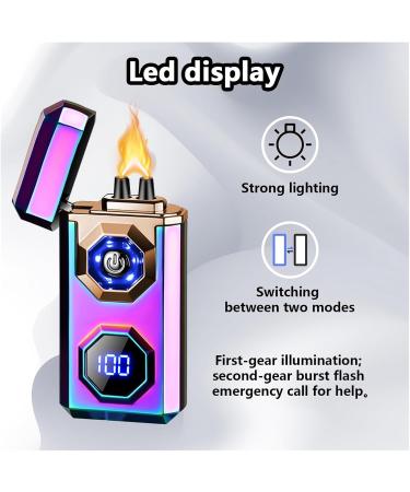 Windproof high Power USB arc Pulse Electric Lighter Rechargeable Large Flame Windproof Lighter Illuminated Plasma Lighter (Black)(Purple) - Buy Online on GoSupps.com