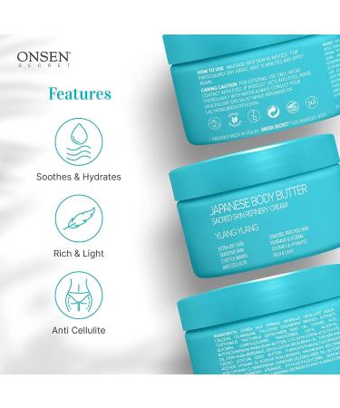 Onsen Secret Japanese Body Butter - Skin Refinery Cream Natural and Organic Moisturizing Clear Skin Exfoliator with All Coconut and Jojoba Oil for Women- 8.6 fl oz/255 ml (Ylang Ylang) - Buy Online on GoSupps.com