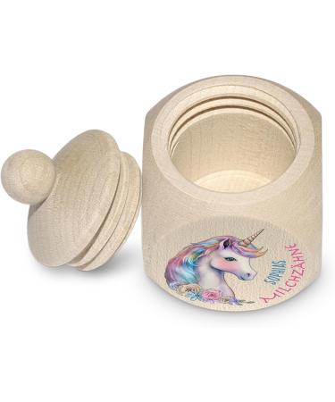 Personalized Unicorn Tooth Box for Girls - Modern Wooden Milk Teeth Keeper 4x4x6cm - Buy Online on GoSupps.com