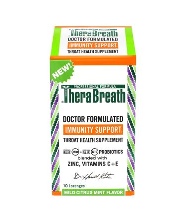 TheraBreath Immunity Support Throat Health Supplement Mild Citrus Mint 10 Lozenges