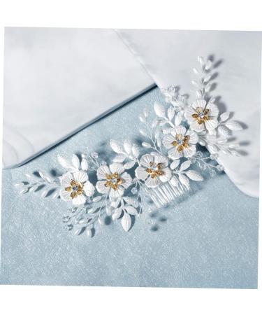 Angoily 1pc White Leaf Comb Hair Decor Comb Hair Accessories for Prom Wedding Decoration Floral Decor Pearl Hair Pin Bridal Floral Side Comb Hair Clip Alloy Bride Hair up Grace - Buy Online on GoSupps.com