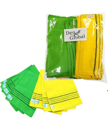 Buy Korean Style Bath Towels - 8PC Set (4 Yellow & 4 Green) with Real Peeling Glove & Body Washcloth | Perfect for Refreshing Showers - International Shipping Available - Buy Online on GoSupps.com