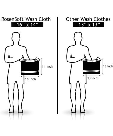 RosenSoft Extra Large Wash Cloths - 16x14 inch, 100% Turkish Cotton, Thick and Absorbent - Set of 6 White Wash Cloths for Body, Face, Hand, Gym, Spa - Fingertip Towels for Bathroom - Buy Online on GoSupps.com