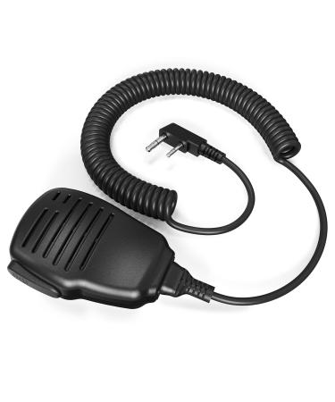 SAMCOM Walkie Talkie Speaker Mic, 2 Pin K Type Handheld Two Way Radios Shoulder Lapel Mic Microphone with Rainforced Cable,1 Pack