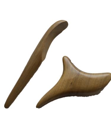 2 Set trigger wood massage tool 3-cross & trigger rod-sandalwood-physiotherapy against pain shoulder back-cross-massage for Guasha gua Sha treatment-massage aid-hardwood - Buy Online on GoSupps.com