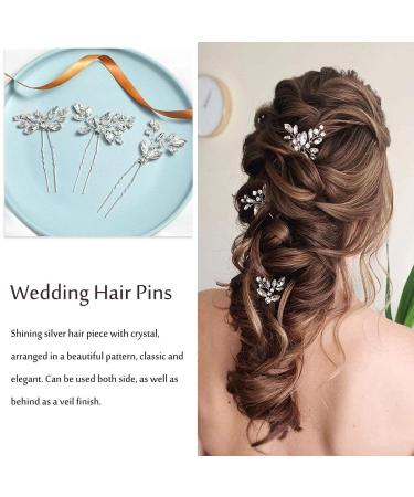 Unicra Bride Wedding Crystal Hair Pins - Pack of 3 Silver Flower Bridal Hair Pieces for Women and Girls | Wedding Hair Accessories - Buy Online on GoSupps.com