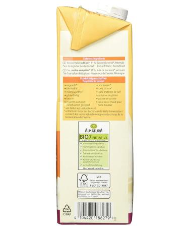 Alnatura Organic Oat Drink - Unsweetened Lactose-Free & Vegan | Pack of 8 (1L) - Buy Internationally - Buy Online on GoSupps.com