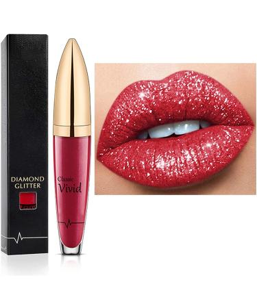 18 Colors Diamond Long Lasting Shiny Lipstick,Metallic Liquid Lipstick,Easy to Apply and Clean,Long Lasting and Waterproof,Non-Stick Diamond Shiny Lip Glaze