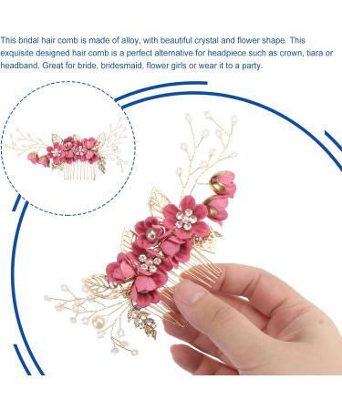 PATKAW Crystal Bride Wedding Hair Comb - Crystals Headdress Alloy Rhinestone Bridal Hair Accessories - Bridal Hair Piece Hair Accessories for Women and Girls (Rosy) - Buy Online on GoSupps.com