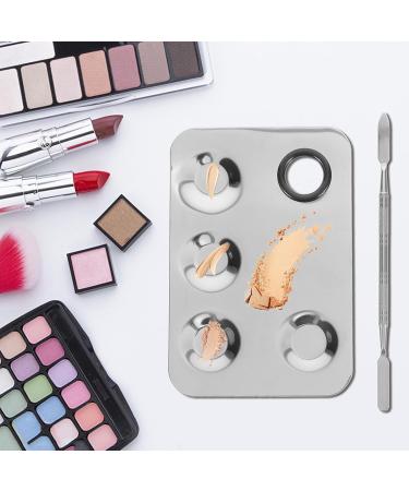 Palette de Maquillage en Acier Inoxydable Grand Format 5 Compartiments avec Spatule Cosm tique Outil de M lange Fond de Teint Portable pour Nail Art et Pigments Facile  - Buy Online on GoSupps.com