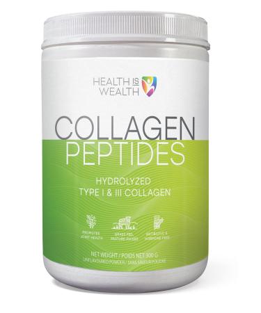 Health IS Wealth COLLAGEN PEPTIDES Hydrolyzed Type I & III Bovine Powder - Unflavored 10g per Serving (300g)