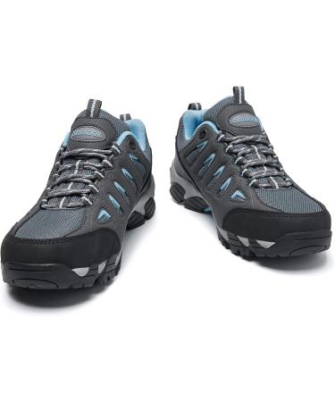 SHULOOK Women's Waterproof Hiking Shoes - Comfortable & Non-Slip | Grey Blue, Size 9 - Buy Online on GoSupps.com