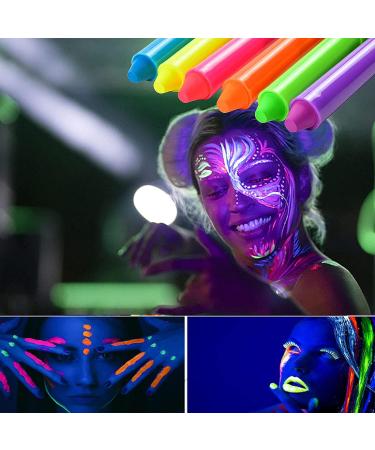 6PCS Saturey Glow Black Light Face & Body Paint Crayons - Neon Glow Makeup for Parties, Mardi Gras & Christmas - Buy Online on GoSupps.com