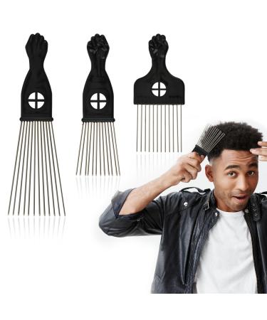 3 Pcs Metal Afro Combs Different Lengths Metal Comb for Thick Hair and Even Beard Normal Thick Hair Thick Wavy Hair or Tangled Hair Oily Hair Especially the Afro Hair Styling for Home Use Hair Salon