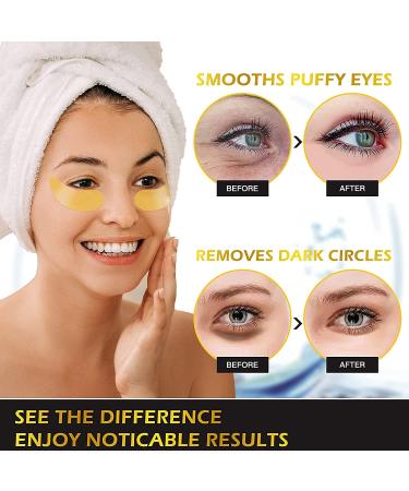24K Gold Under Eye Masks - Collagen Patches for Dark Circles, Puffiness & Anti-Wrinkle - 30 Pairs - Buy Online on GoSupps.com