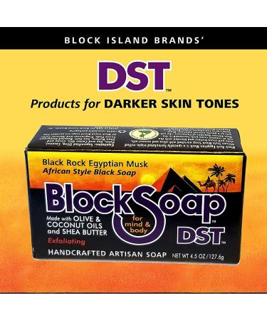 DST African Style Black Rock Egyptian Musk Bar Soap 3-Pack for Darker Skin Tones - 4.5oz Each with Sea Salt, Olive Oil, Coconut Oil, Shea Butter - Buy Online on GoSupps.com