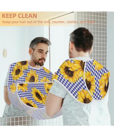 Beard Bib Apron for Men - Non-Stick Waterproof Hair Catcher | Sunflower Plaid Grooming Cloth | Perfect for Shaving & Trimming - Buy Online on GoSupps.com