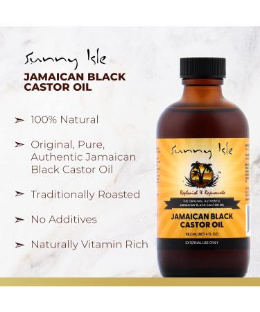 Sunny Isle Jamaican Black Castor Oil 100% Pure for Hair, Eyelashes & Eyebrows - 4 oz - Buy Online on GoSupps.com