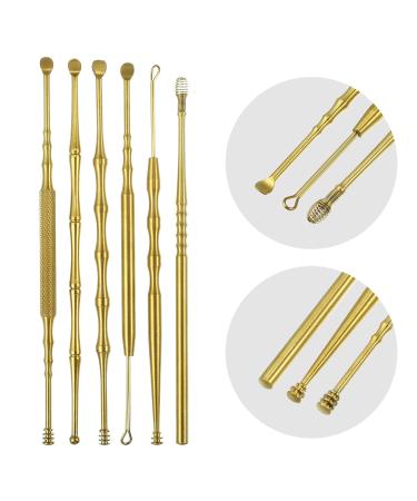 VOCOSTE 6Pcs Stainless Steel Ear Cleansing Tool Set with Anti-slip Design and Storage Case - Titanium Gold Tone - Buy Online on GoSupps.com
