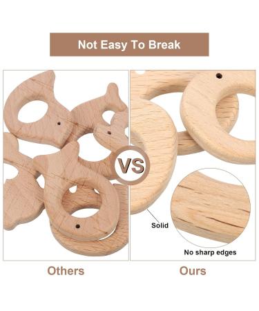 Rosewinec 6-Piece Wooden Baby Bite Ring Set | Handmade DIY Jewelry & Craft | Safe Wooden Figures for Baby's Early Development - Buy Online on GoSupps.com