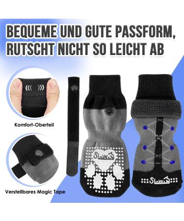 Eyein 2 Pairs Double-Sided Anti-Slip Dog Socks | Soft Paw Protection with Adjustable Velcro for Hardwood Floors - Size L | Black - Buy Online on GoSupps.com