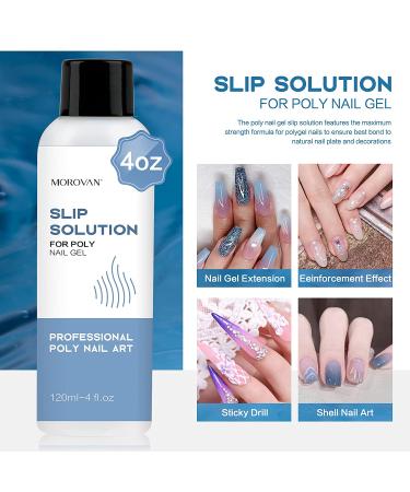 Morovan Poly Gel Slip Solution 120ml - Anti-stick Poly Nail Gel Liquid with Brush Bottle Cap - Easy DIY Extension Nail Liquid Cup - Buy Online on GoSupps.com