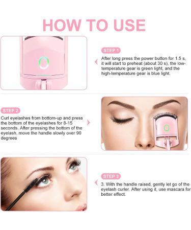 Heated Eyelash Curler Electric - 2 Modes, Quick Heating, Easy Curl, Long Lasting Natural Lashes - Save Makeup Time - Pink - Buy Online on GoSupps.com