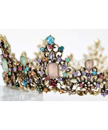 SWEETV Baroque Queen Crown - Rhinestone Wedding Tiara for Women - Gemstone Costume Party Hair Accessory - Buy Online on GoSupps.com