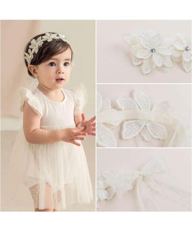4 Pcs Baby Girl Headbands with Grosgrain Ribbon Faux Leather Stars - White - Buy Online on GoSupps.com