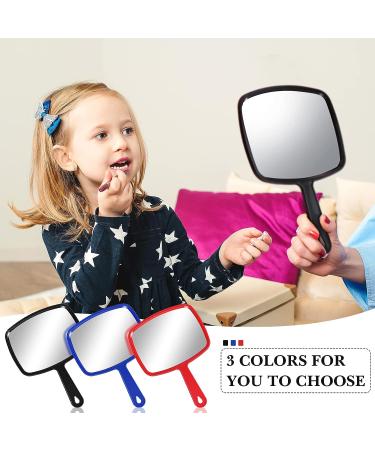 3-Piece Hand Mirror Set for Makeup and Hair Styling - Portable Vanity Mirrors for Travel, Home, and Salon Use - Red, Black, Blue - 9.17 x 6.53 Inch - Buy Online on GoSupps.com