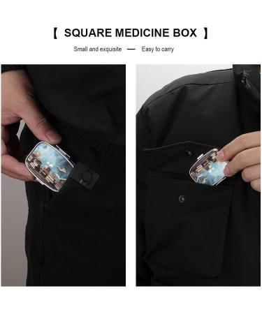 Stylish Pill Box Books in The Sky Print - 2 Compartment Medicine Organizer & Portable Metal Pill Case for Pocket or Purse - Buy Online on GoSupps.com
