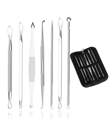 Blackhead Remover Kit Professional Stainless Pimple Comedone Extractor treatment for Blemish Whitehead Popping Tweezers Kit (Tools Kit 7 Pcs)