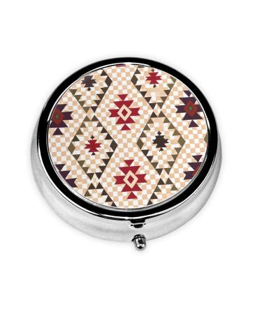 Geometric Vectorround Pill Box 3 Compartment Round Pill Box Organizer &Portable Travel Pill Box for Traveling.