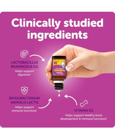 Ddrops Kids' Probiotic Drops Vitamin D 600 IU for Digestive and Immune Health - 0.27 fl oz/30 Servings - Buy Online on GoSupps.com