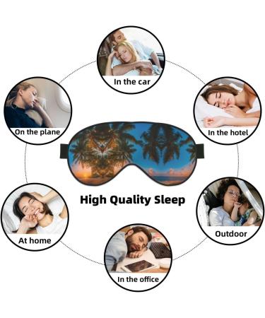 Sunset Hawaiian Palm Tree Print Double-Sided Eye Mask | Soft Light-Blocking Sleep Enhancer for Travel & Home - Buy Online on GoSupps.com