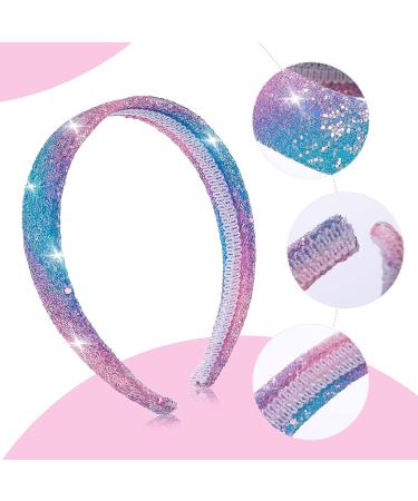 Sibba Rhinestone Headbands Set - Sparkly Thin & Wide Hair Bands for Girls - Silver Glitter Sequin Jeweled - Perfect for Easter Day - 2 PCS - Buy Online on GoSupps.com