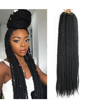 NICETODAY Senegalese Twist Crochet Hair 30 Inch Jumbo Crochet Hair For Black Women Long Synthetic Braiding Hair 6 Packs Crochet Twist Hair Pre Looped with Straight Ends (30inch 1B) 30 Inch (Pack of 6) 1B