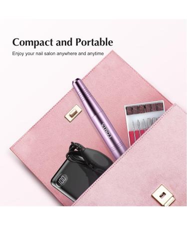Adjustable Speed Electric Nail File Drill Set | Portable Manicure Pedicure Kit | 6 Bits 31 Sanding Bands | Ideal Gift for Beginners and Women | Corded Light Purple - Buy Online on GoSupps.com