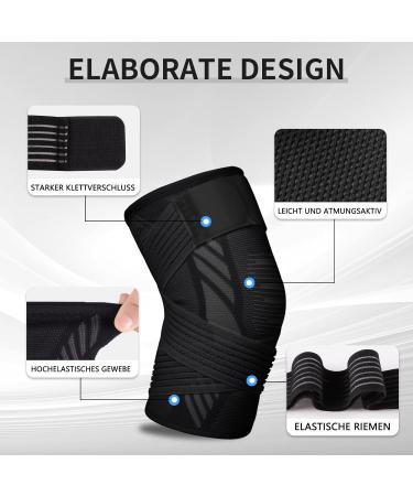 Kniebandage f r M nner & Frauen 2er Set Kniebandagen mit verstellbaren Riemen & rutschfestem Silikon ideal f r Sport Laufen Arthritis Gelenkschmerzen Schwarz M - Buy Online on GoSupps.com