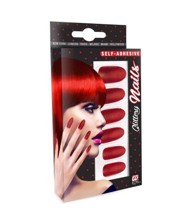 W Widmann W Widmann Widmann 05351 - fingernail set glitter red 12 pieces self -adhesive accessory carnival MottoRTY Halloween