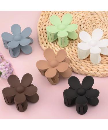 6 PCS Matte Flower Claw Clips for Women - 3 Inch Large Non-Slip Strong Hold Hair Clips for Thin to Thick Curly Hair - Buy Online on GoSupps.com