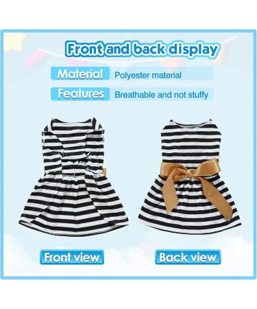 Elegant Petcute Dog Dress - Summer Tutu for Little Dogs with Bowknot & Flower Design | XS Black & White Stripes - Buy Online on GoSupps.com