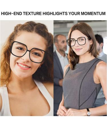 Buy Kaeoisfu Oversized Quadratic Reading Glasses - Blue Light Blocking Large Size for Big Heads & Faces 2.0 Diopters - Buy Online on GoSupps.com