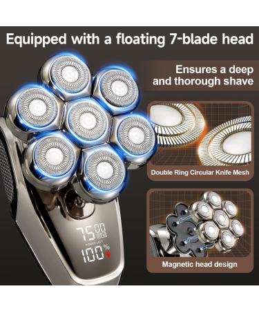 7D Electric Shaver for Bald Men | Waterproof Grooming Kit with Nose Trimmer & LED Display - Buy Online on GoSupps.com
