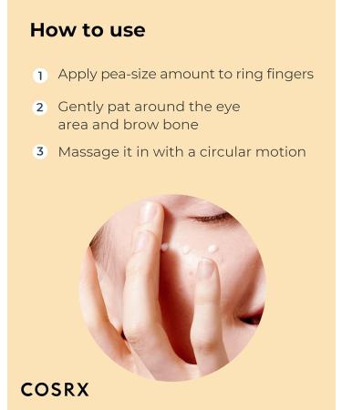 COSRX Advanced Snail Peptide Eye Cream with 73.7% Snail Mucin + 2% Niacinamide 0.85 fl.oz / 25ml | Brightening Night Cream for Fine Lines & Dark Circles Korean Skin Care Not Tested on Animals - Buy Online on GoSupps.com