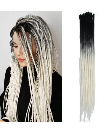 Thin 0.6cm synthetic dreadlock extensions handmade 24 inch 20 strands crochet hair long crochet braids hip-hop style soft dreads hair extensions 24inch-two colors 2-white#