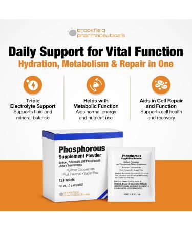 Phosphorus Supplements 12 Packets Dietary Supplements Powder with Sodium Phosphate and Potassium Phosphate Fruit Flavored Phosphorous Supplement Powder for Electrolyte Bone Health & Kidney Health - Buy Online on GoSupps.com