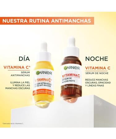 Garnier Antidark spots night serum with 10 pure vitamin C clinically tested results for dark spots dull skin and fine lines - Buy Online on GoSupps.com